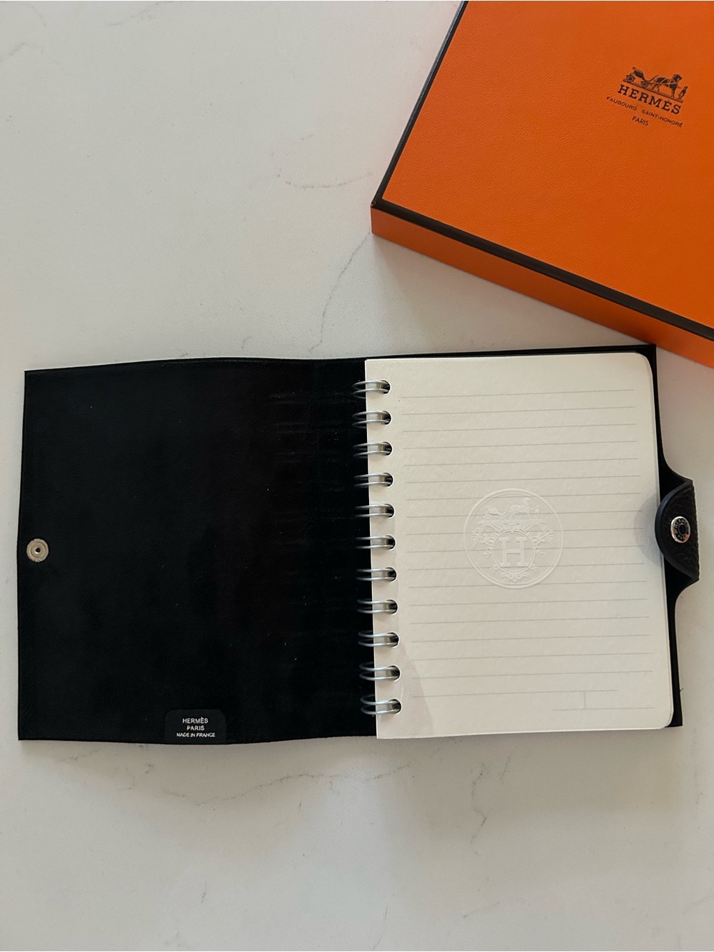Authentic Hermes TOGO Leather Black Cover Includes Original Lined Notebook - Picture 4 of 11